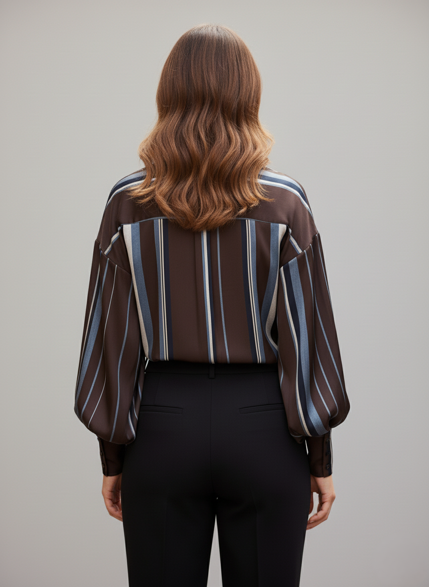 CAMICIA STAMPATA CON SCOLLO V IN CREPE DE CHINE