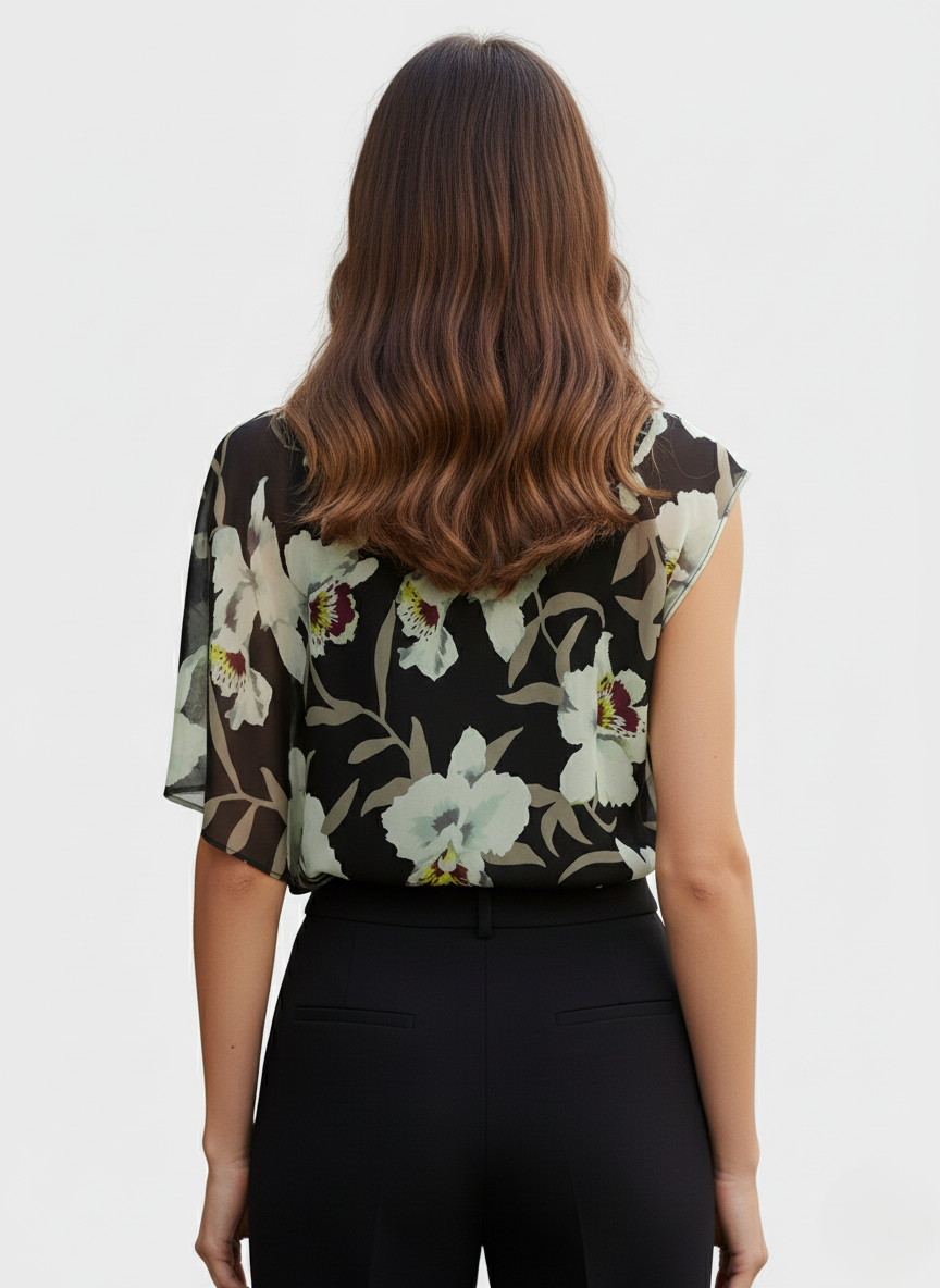 CAFTANO STAMPATO CON FONDO ASIMMETRICO