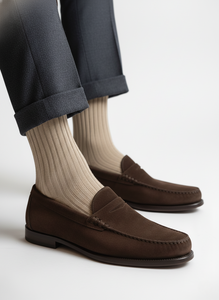 CALZE LUNGHE A COSTINA IN CALDO COTONE BEIGE