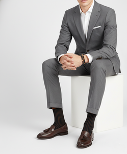 CALZE LUNGHE A COSTINA IN CALDO COTONE BLU E CAMMELLO