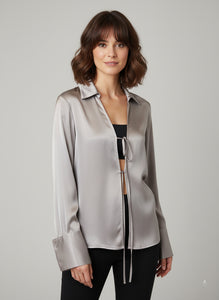 BLUSA APERTA IN RASO MOTEL