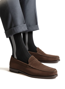 CALZE LUNGHE CALDO COTONE BICOLORE NERO/GRIGIO