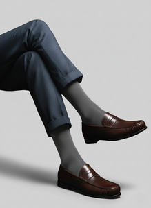 CALZE LUNGHE LISCE IN CALDO COTONE E CASHMERE GRIGIO