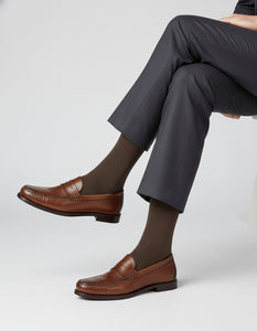 CALZE LUNGHE LISCE IN CALDO COTONE E CASHMERE MARRONE