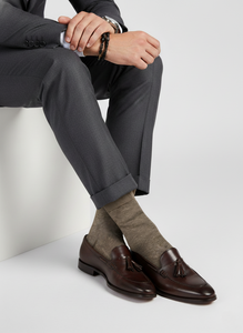 CALZE LUNGHE LISCE IN CALDO COTONE E CASHMERE TORTORA