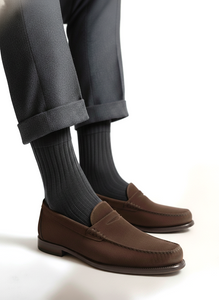 CALZE LUNGHE A COSTINA IN CALDO COTONE E CASHMERE GRIGIO