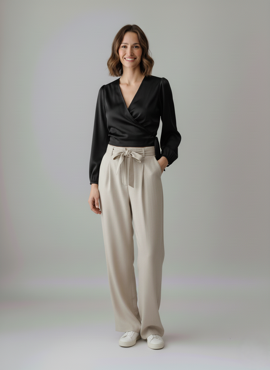 BLUSA CON SCOLLO A V COMBINATA