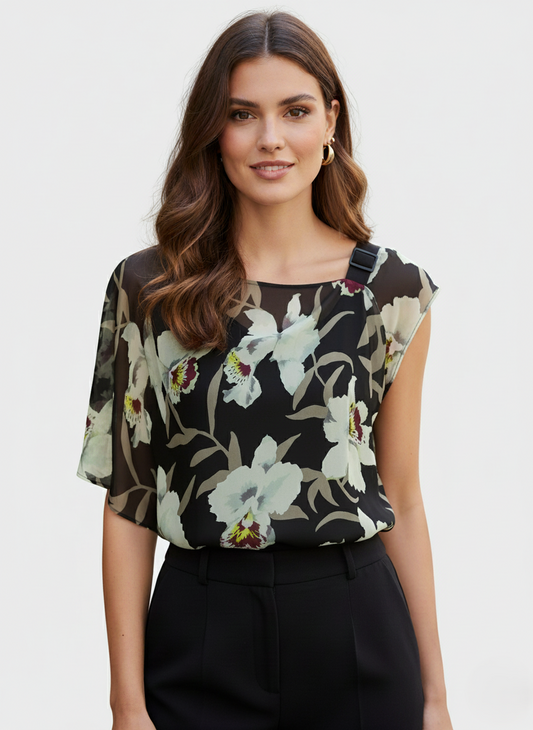 CAFTANO STAMPATO CON FONDO ASIMMETRICO