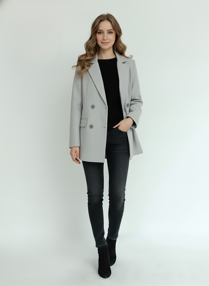 GIACCA DOPPIOPETTO CON BOTTONI RICOPERTI