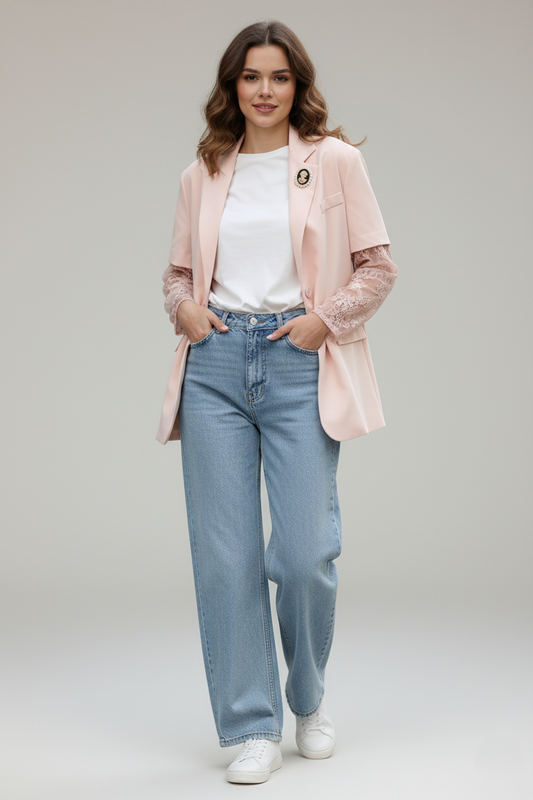 BLAZER OVER MANICHE IN PIZZO