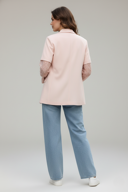 BLAZER OVER MANICHE IN PIZZO