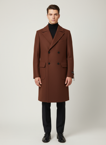 Cappotto Doppiopetto in Misto Lana Ruggine