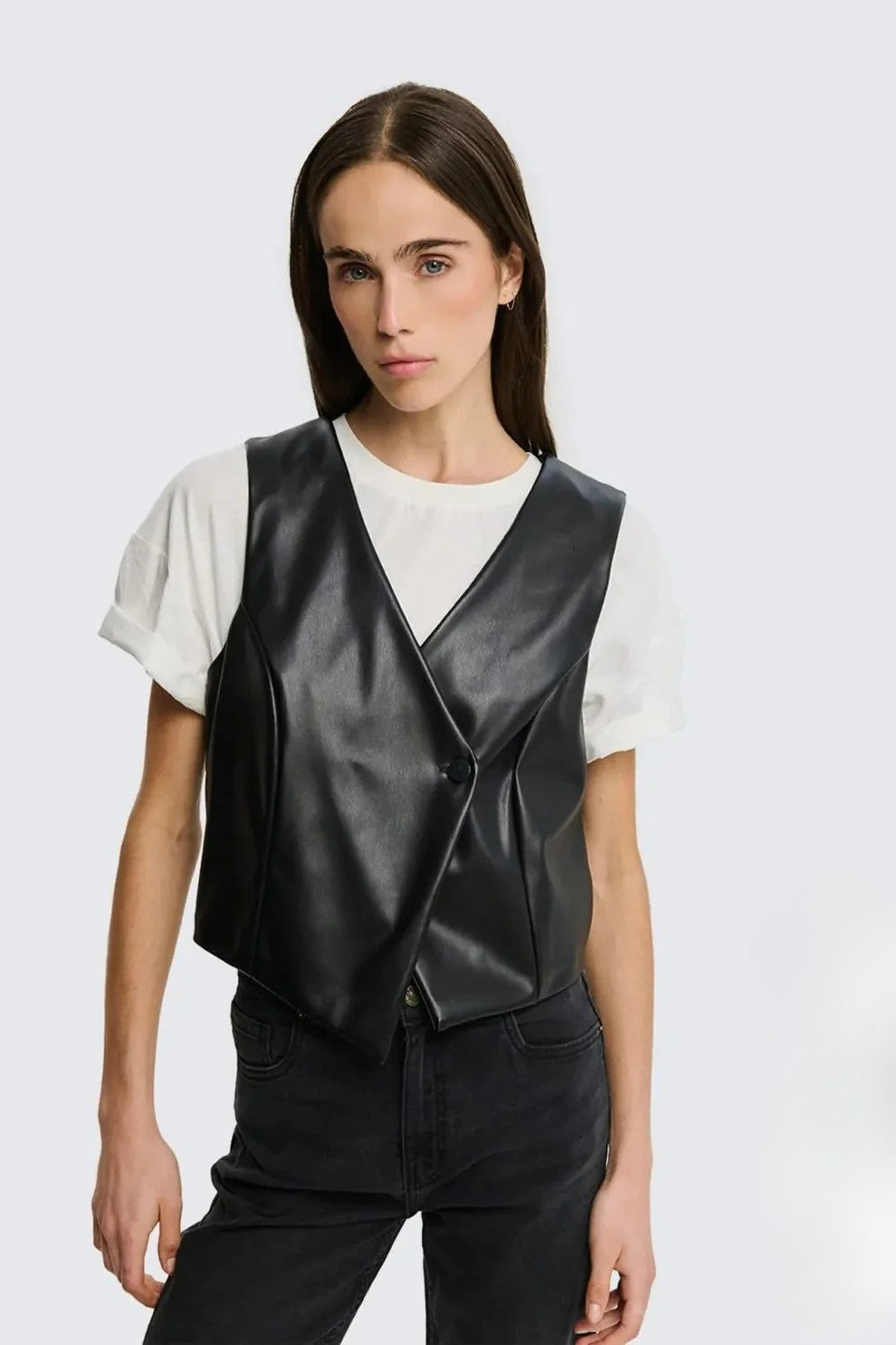 GILET ECOPELLE GI25WE1334NERO TWO WAY